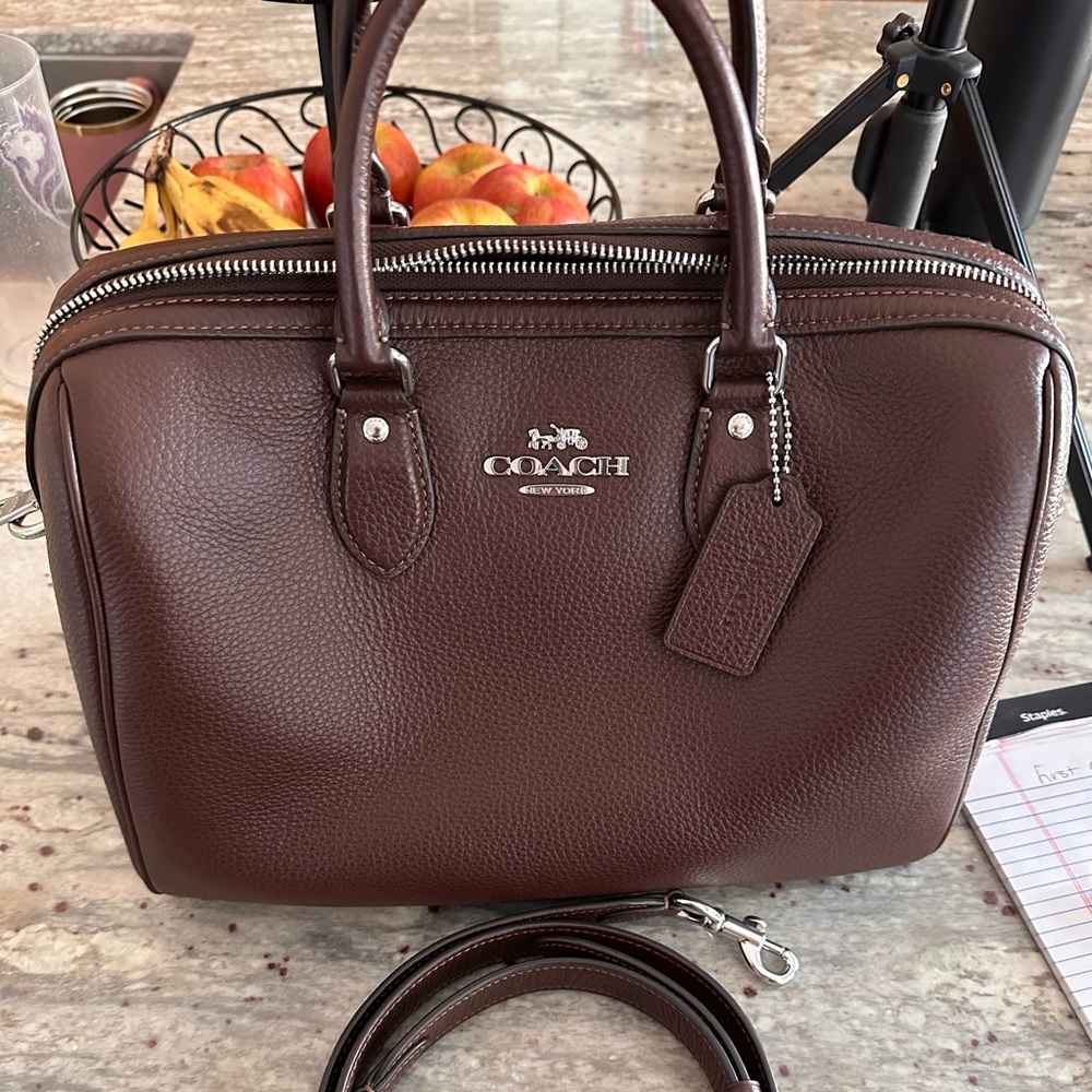 Coach Brown Leather Briefcase with Structured Design